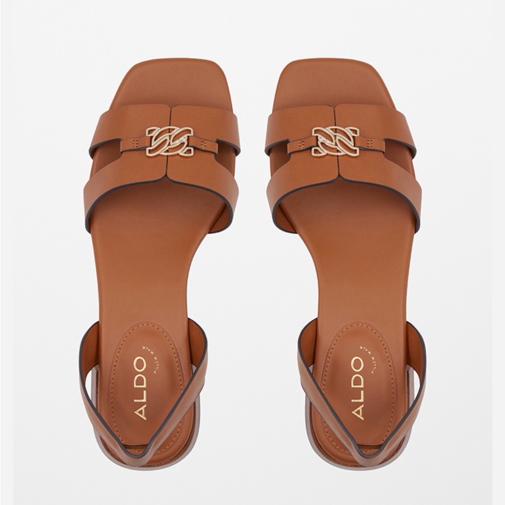 Aldo Flex JINANE Cut-Out Heel Slingback Sandals Open Toe Buckle Tan Size‎ 6.5 - Picture 8 of 11